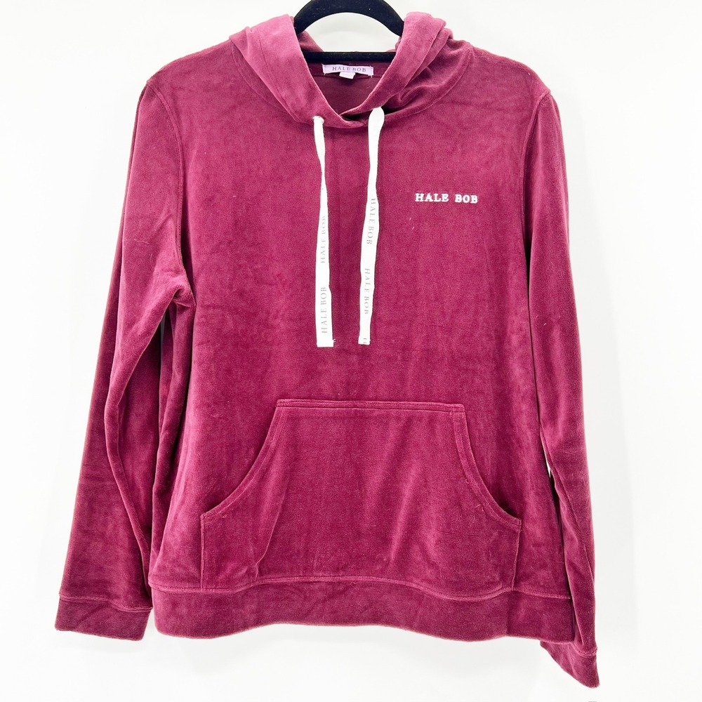 Hale Bob Velour Hoodie XL Burgundy Excellent